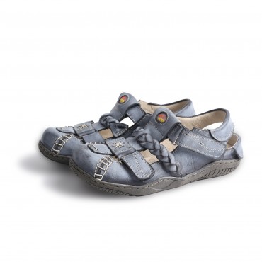 TMA EYES Women's Braided Closed-Toe Leather Sandal