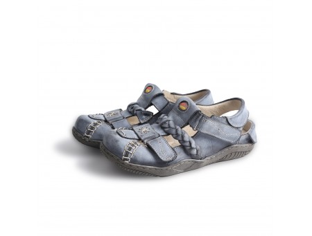 TMA EYES Women's Braided Closed-Toe Leather Sandal