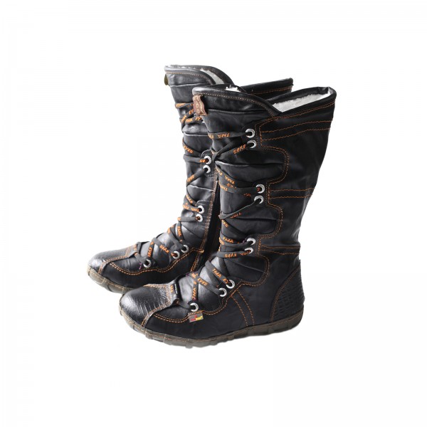 TMA EYES Snake-Embossed Leather and PU Upper Women's Tall Boot