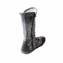 TMA EYES Long Washed Contrast-Stitch Lace Eyes Side Zipper Women's Boots