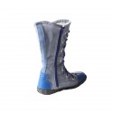 TMA EYES Long Washed Contrast-Stitch Lace Eyes Side Zipper Women's Boots