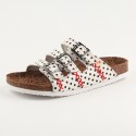 TMA EYESWomen's Hand-stitched Open-toed Insole Sandals Fashion Polka-dot Leather Three-buckle Casual Summer Slippers