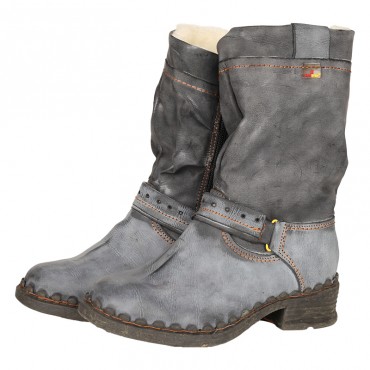 TMA EYES Buckle-Accent Leather Faux Fur Women Boots TMA EYES Buckle-Accent Leather Faux Fur Women Boots