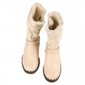 TMA EYES Buckle-Accent Leather Faux Fur Women Boots TMA EYES Buckle-Accent Leather Faux Fur Women Boots