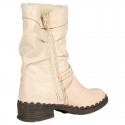 TMA EYES Buckle-Accent Leather Faux Fur Women Boots TMA EYES Buckle-Accent Leather Faux Fur Women Boots
