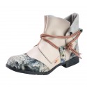 TMA EYES Women's Tie-Accent Leather Lazy Wear Slip-on Ankle Boots TMA EYES Women's Tie-Accent Leather Lazy Wear Slip-on Ankle Boots