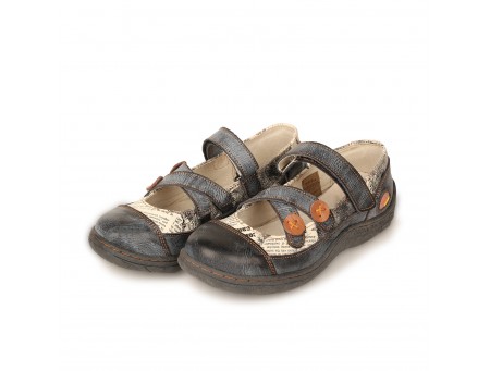 TMA EYES Button Criss Cross Strap Leather Women Flat Shoes