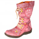 TMA EYES Patchwork Stitch-Detail PU Leather Mid-Calf Women's Boot