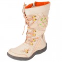 TMA EYES Patchwork Stitch-Detail PU Leather Mid-Calf Women's Boot