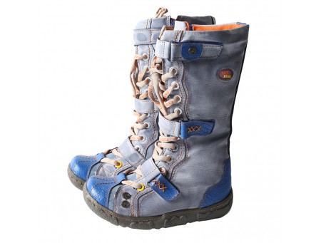 TMA EYES Strape-Accent Washed PU Leather Flat Women's Boot With Plus Size