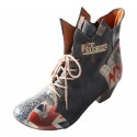 TMA EYES Patchwork Leather Fashionable Retro Women's Ankle Boots