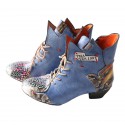 TMA EYES Patchwork Leather Fashionable Retro Women's Ankle Boots