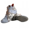 TMA EYES Lace Up Newspaper Print Leather Women's Ankle Boots TMA EYES Lace Up Newspaper Print Leather Women's Ankle Boots