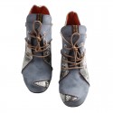 TMA EYES Lace Up Newspaper Print Leather Women's Ankle Boots TMA EYES Lace Up Newspaper Print Leather Women's Ankle Boots