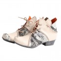 TMA EYES Lace Up Newspaper Print Leather Women's Ankle Boots TMA EYES Lace Up Newspaper Print Leather Women's Ankle Boots