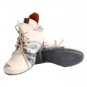 TMA EYES Lace Up Newspaper Print Leather Women's Ankle Boots TMA EYES Lace Up Newspaper Print Leather Women's Ankle Boots
