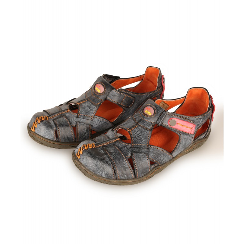 TMA EYES Women's Cross Leather and Hand Stitching Upper Casual Sandal for Outdoor