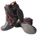 TMA EYES Polka Dot LEather Women Boots With Moccasin Hand Stitching