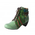 TMA EYES Polka Dot LEather Women Boots With Moccasin Hand Stitching TMA EYES Polka Dot LEather Women Boots With Moccasin Hand Stitching