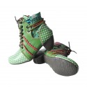 TMA EYES Polka Dot LEather Women Boots With Moccasin Hand Stitching TMA EYES Polka Dot LEather Women Boots With Moccasin Hand Stitching