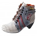 TMA EYES Polka Dot LEather Women Boots With Moccasin Hand Stitching
